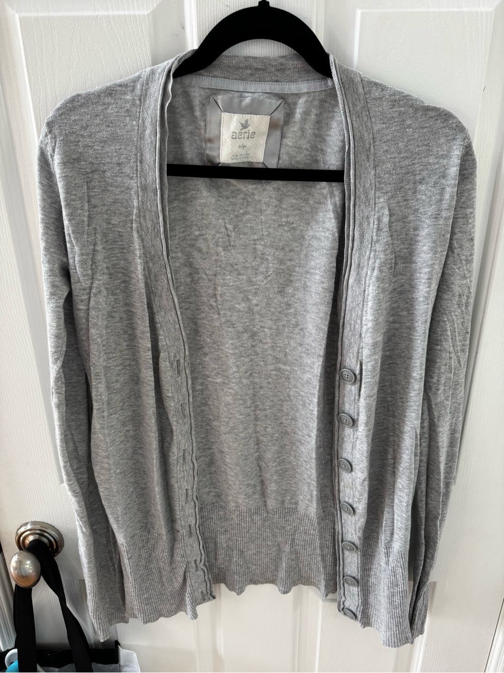 aerie Women's Heather Gray Button-Front Cardigan